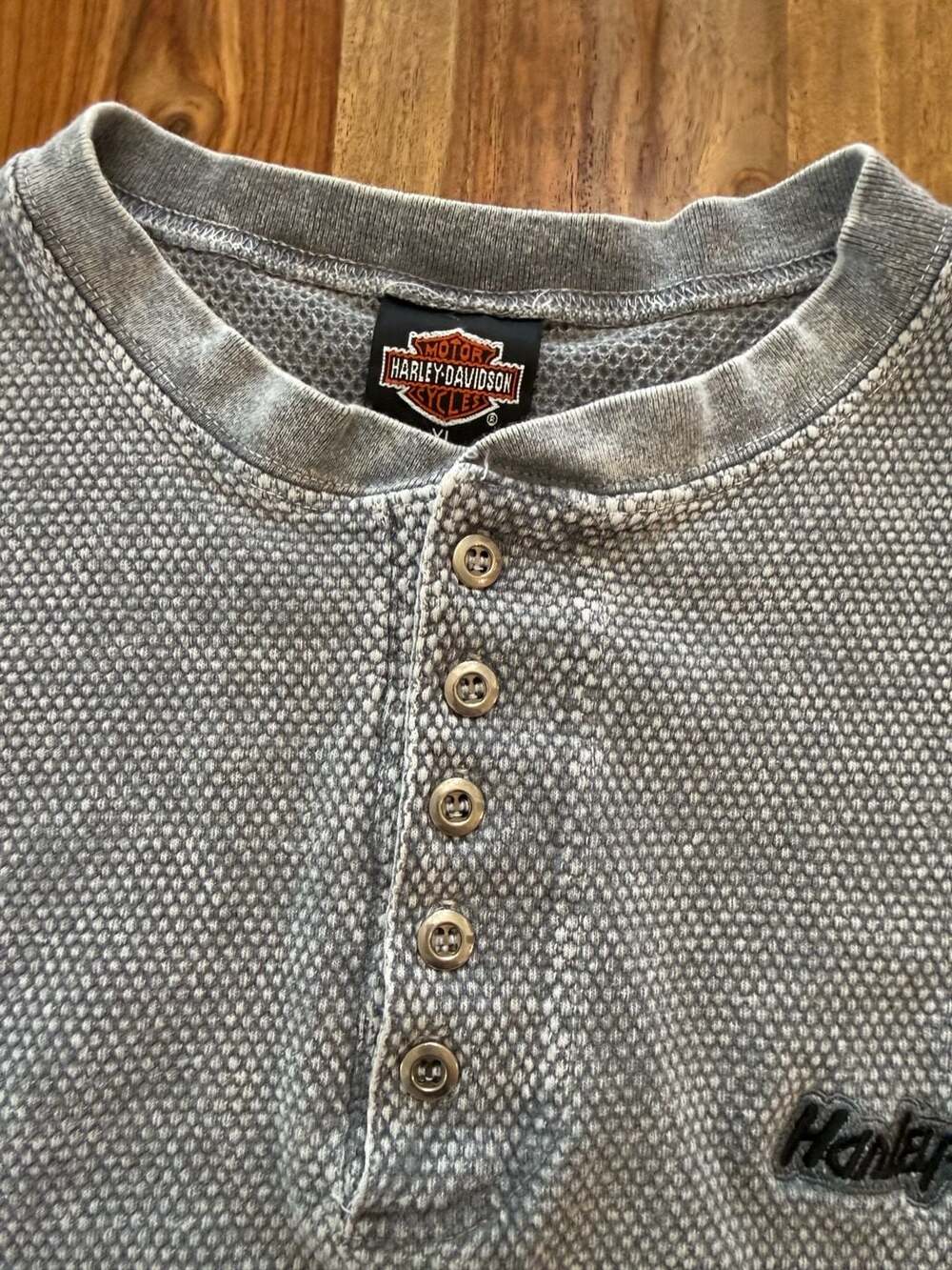 Vintage Harley-Davidson Thermal Henley Shirt XL - Picture 4 of 8